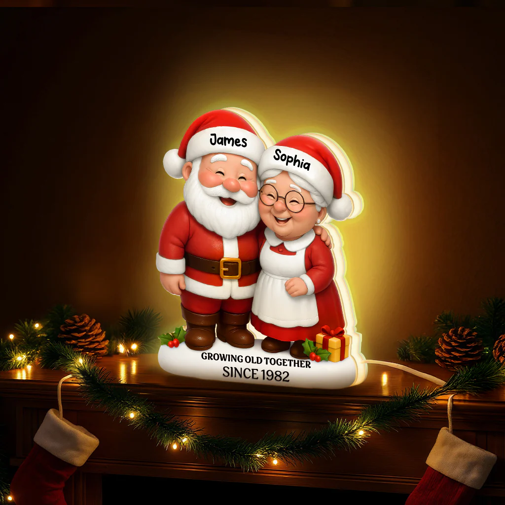 Christmas Santa Couple Growing Old Together - Personalized Light Box - Gift For Couple - Image 5