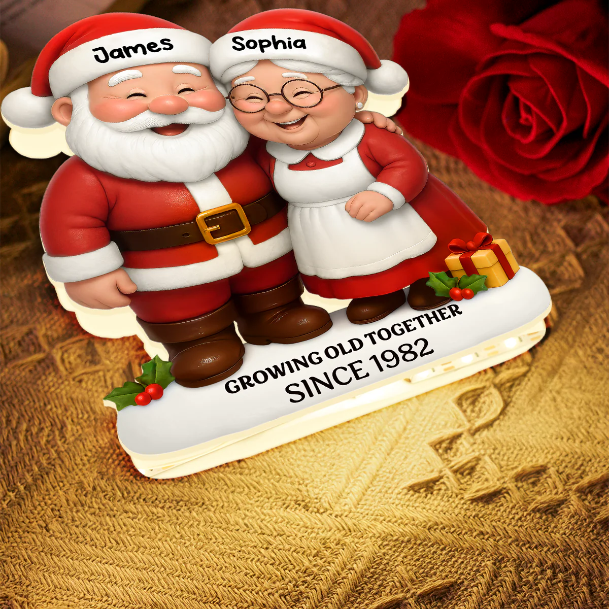 Christmas Santa Couple Growing Old Together - Personalized Light Box - Gift For Couple - Image 6