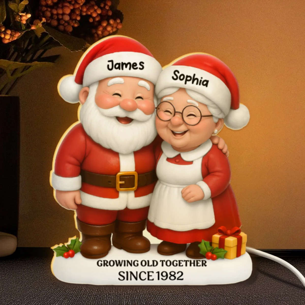 Christmas Santa Couple Growing Old Together - Personalized Light Box - Gift For Couple - Image 8