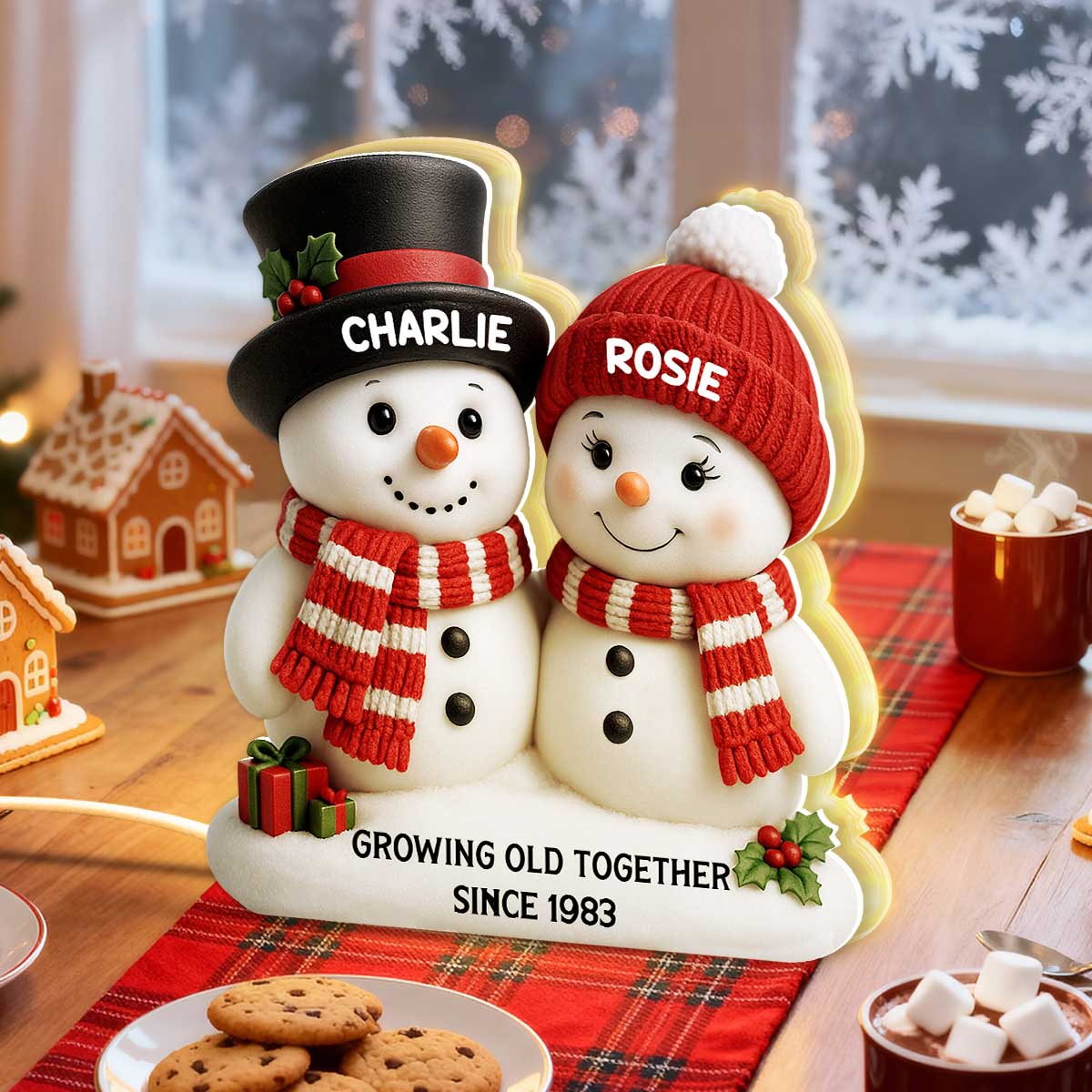 Christmas Snowman Couple Growing Old Together - Personalized Light Box - Gift For Couple - Image 7