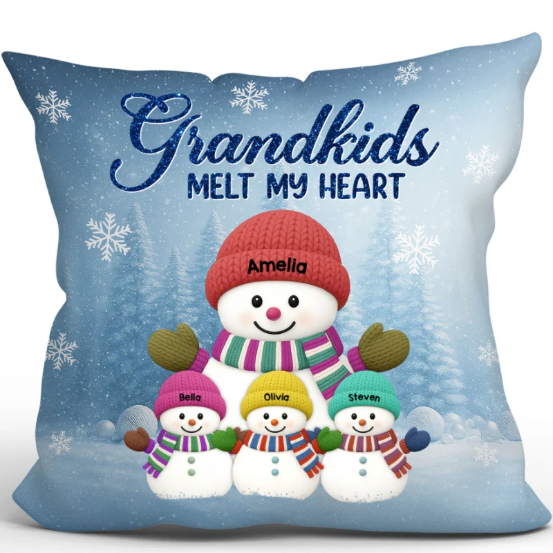 Christmas Snowman My Grandkids Melt My Heart - Personalized Pillow - Gift For Grandmas - Image 14