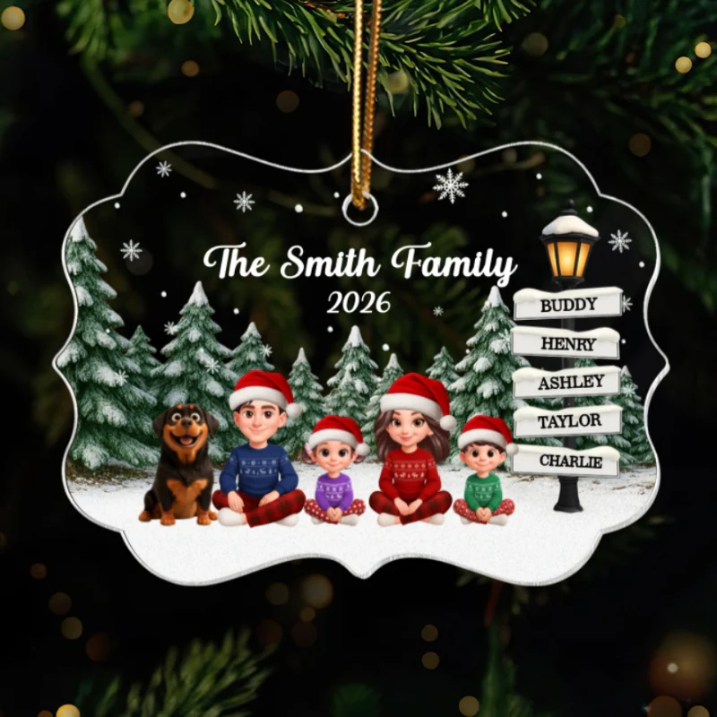 Christmas Snowy Sign Posts Beautiful Family Together - Personalized Acrylic Ornament - Gift For Family - Image 10
