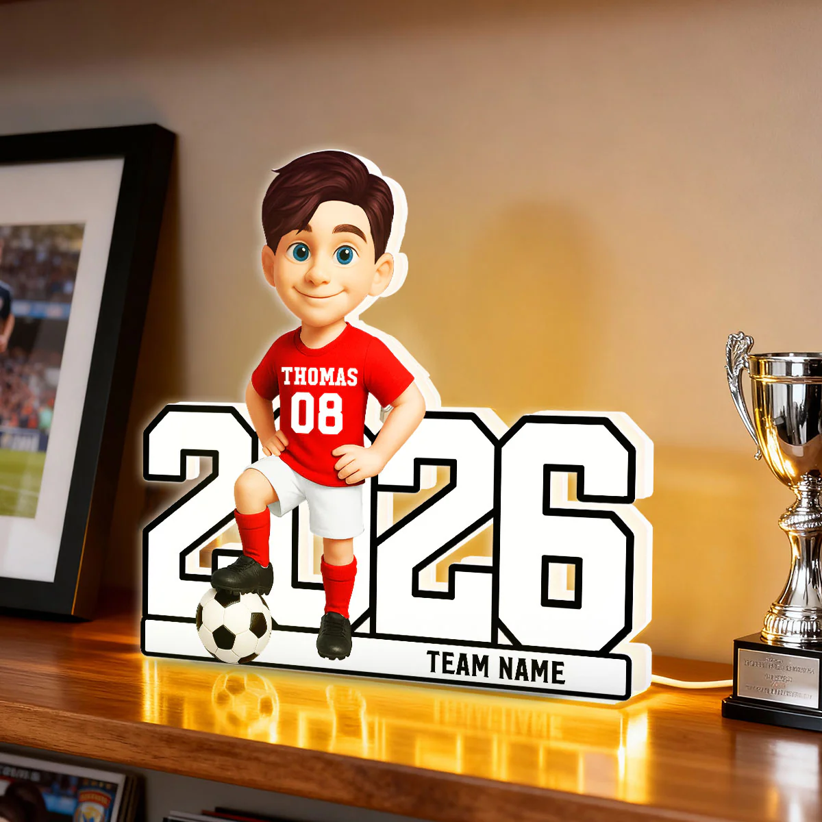 Christmas Soccer Player - Personalized Light Box - Gift For Soccer Lovers, Soccer Team - Image 4