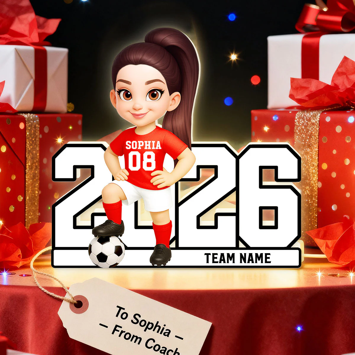 Christmas Soccer Player - Personalized Light Box - Gift For Soccer Lovers, Soccer Team - Image 6