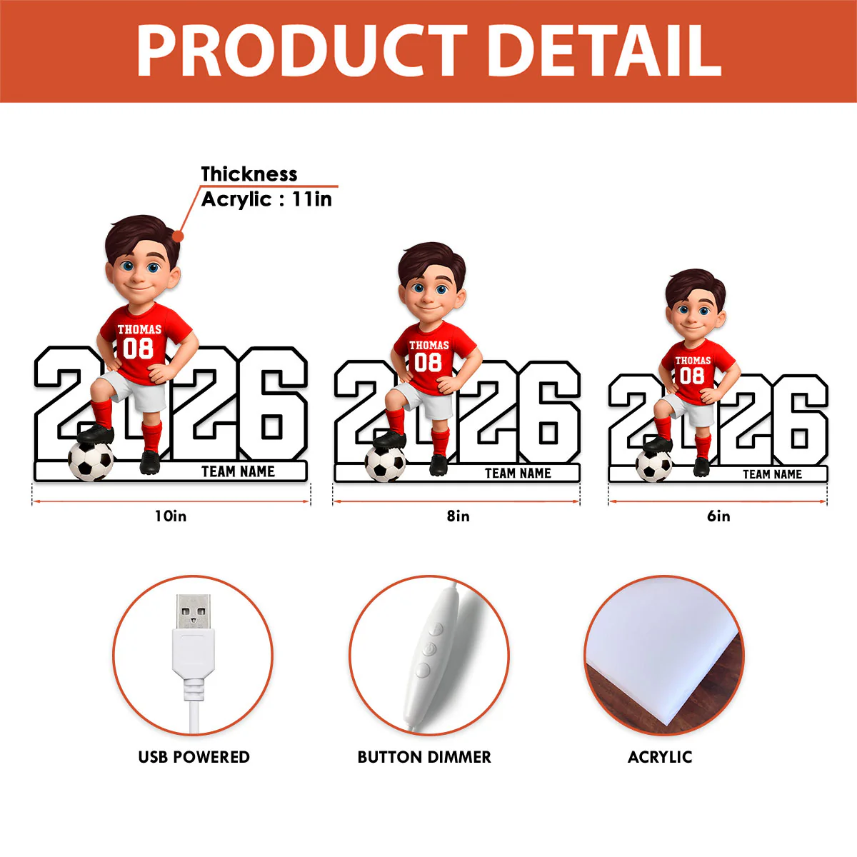 Christmas Soccer Player - Personalized Light Box - Gift For Soccer Lovers, Soccer Team - Image 7