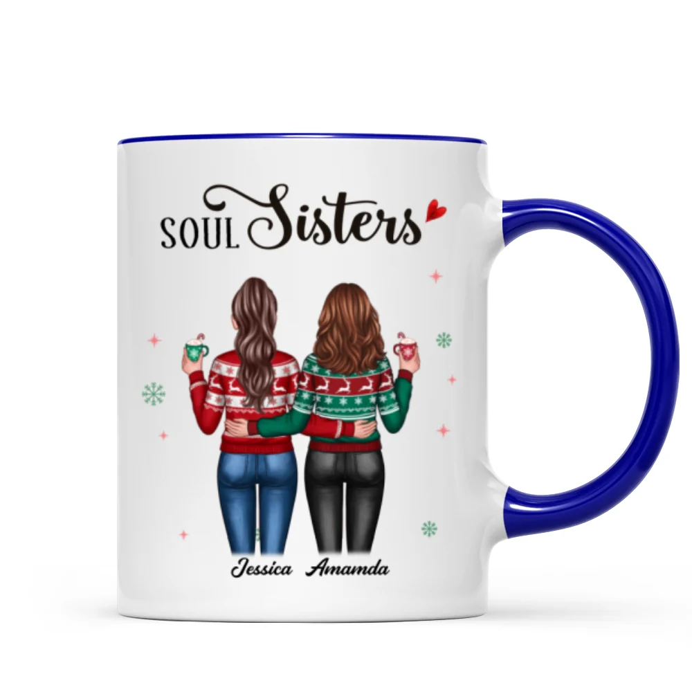 Christmas Standing Besties Back View Personalized Mug - Image 3