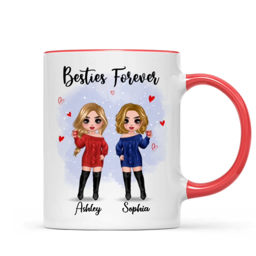 Christmas Standing Doll Besties In Snow Personalized Mug - Image 4