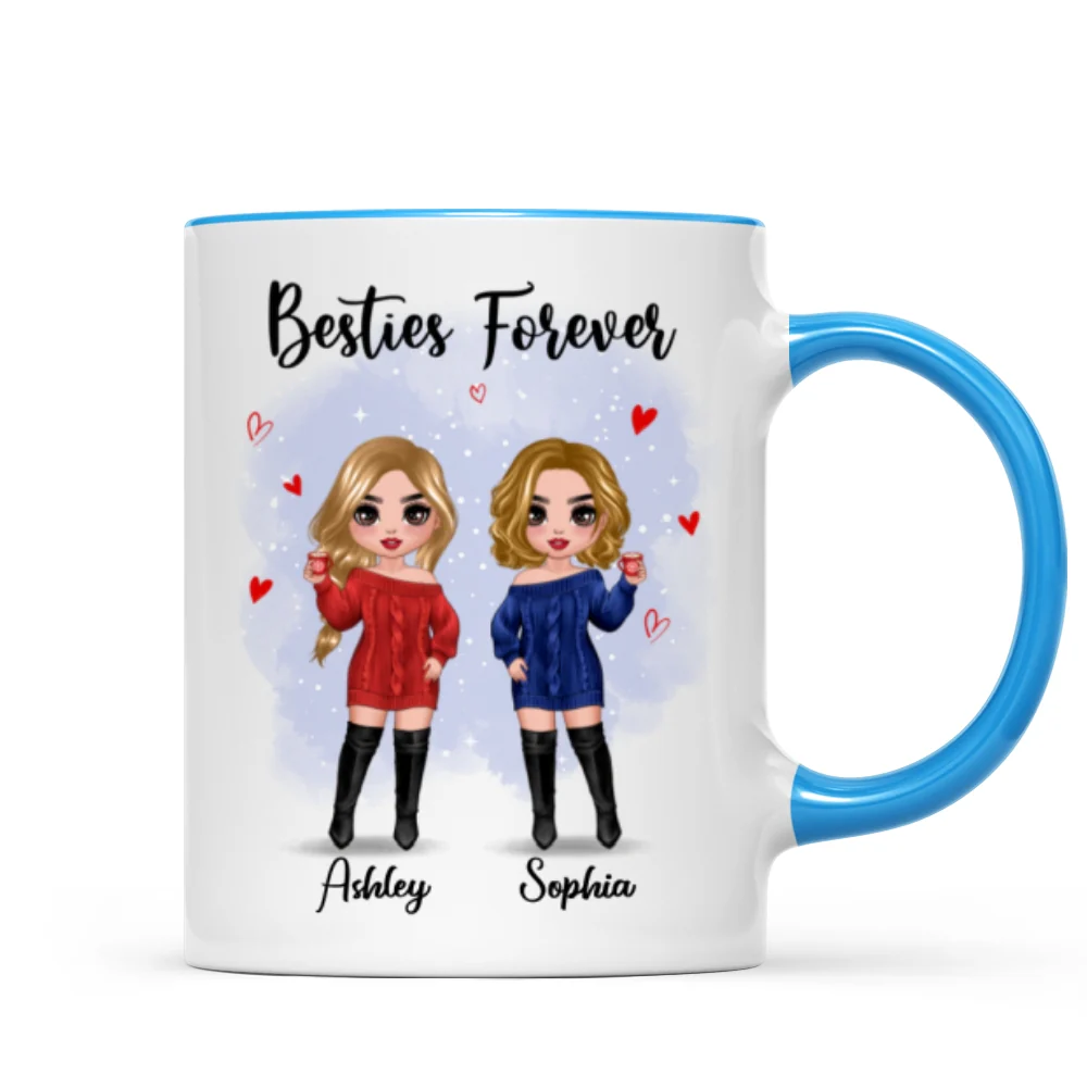 Christmas Standing Doll Besties In Snow Personalized Mug - Image 5