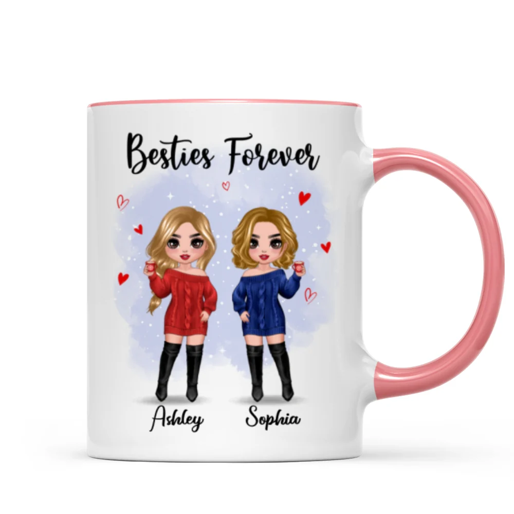 Christmas Standing Doll Besties In Snow Personalized Mug - Image 6