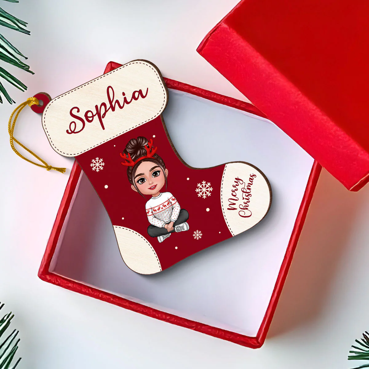 Christmas Stocking Cute Doll Kid Teenage Personalized Money Gift Card Holder Ornament, Unique Christmas Gift For Daughter, Son, Granddaughter, Grandson - Image 4