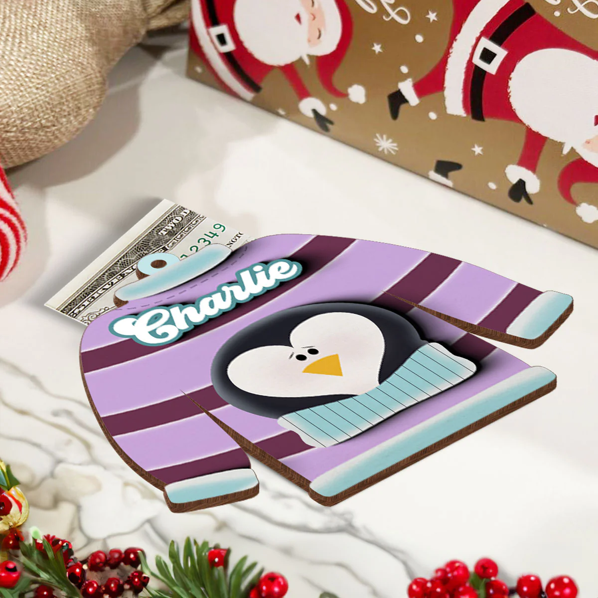 Christmas Sweater Personalized Money Gift Card Holder Ornament - Image 6