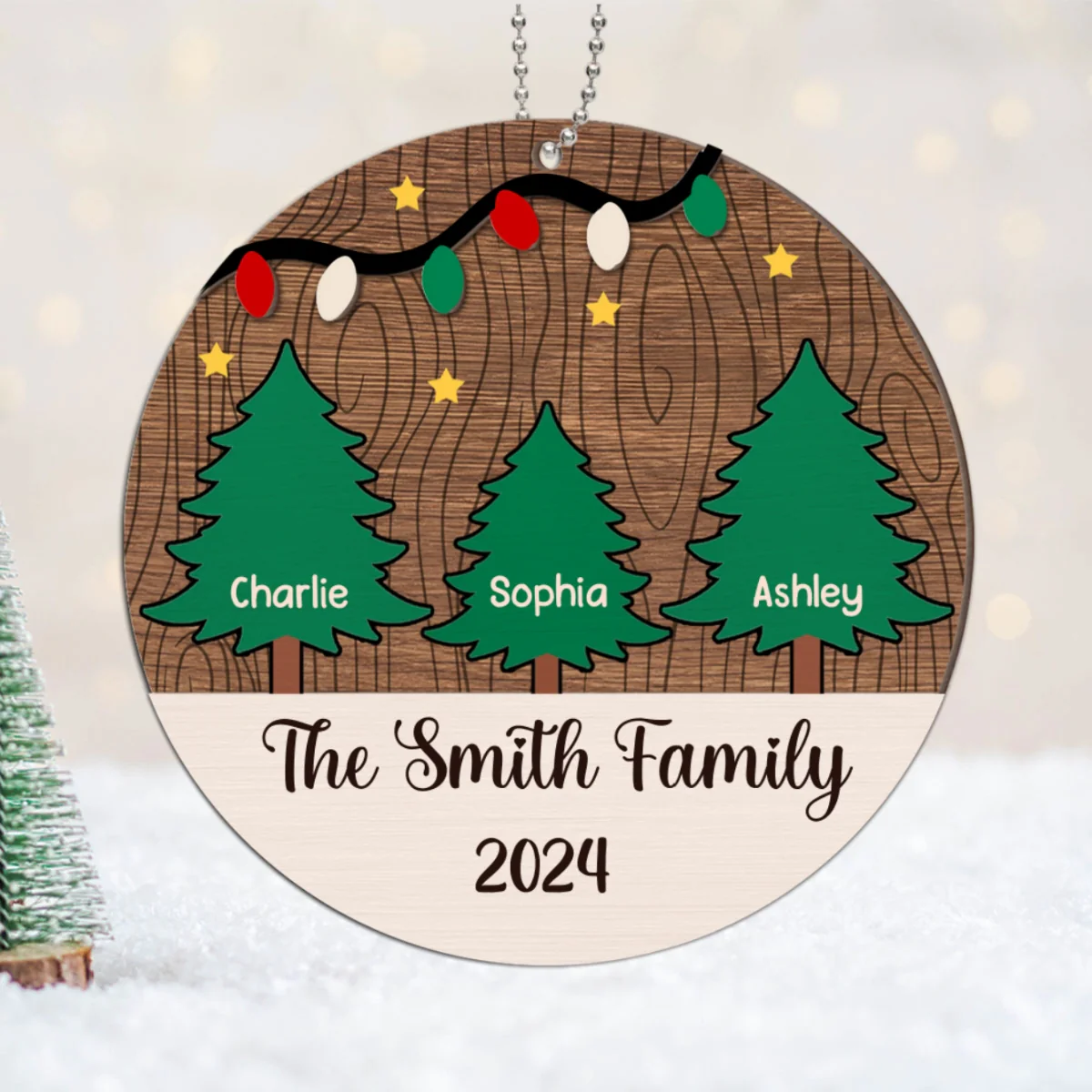Christmas Tree Family Member Names Personalized 2-Layer Wooden Ornament - Image 11