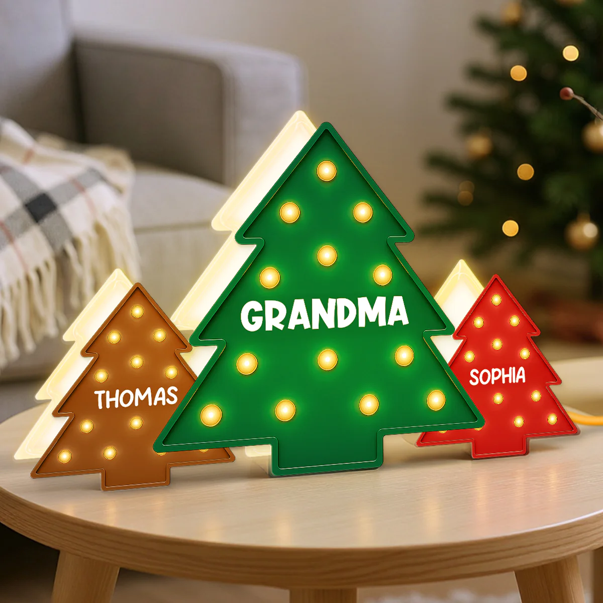 Christmas Tree Grandma Grandkids Christmas Personalized LED Light Box - Image 2