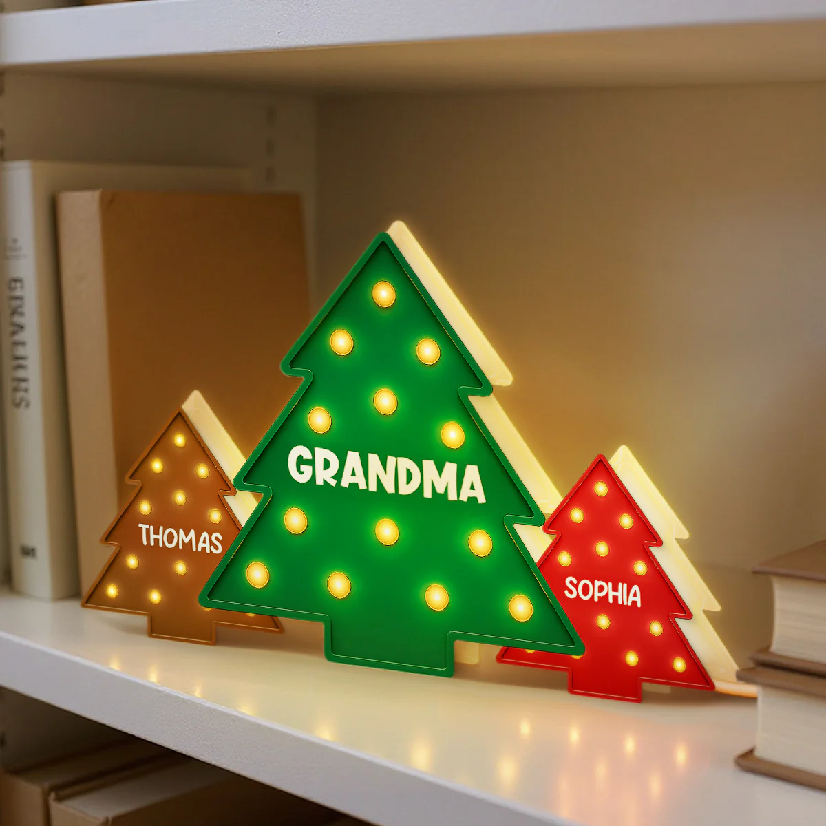 Christmas Tree Grandma Grandkids Christmas Personalized LED Light Box - Image 4