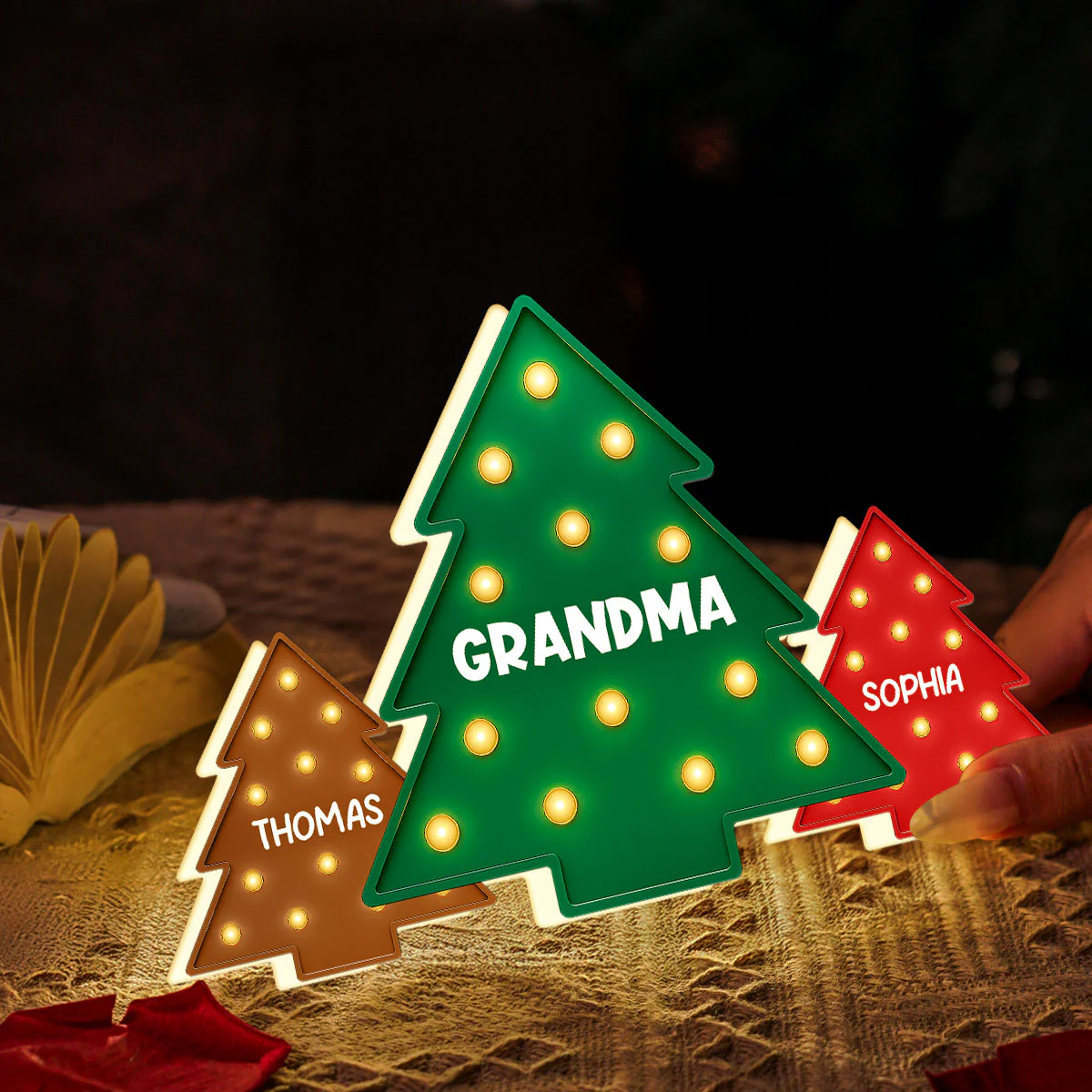 Christmas Tree Grandma Grandkids Christmas Personalized LED Light Box - Image 5