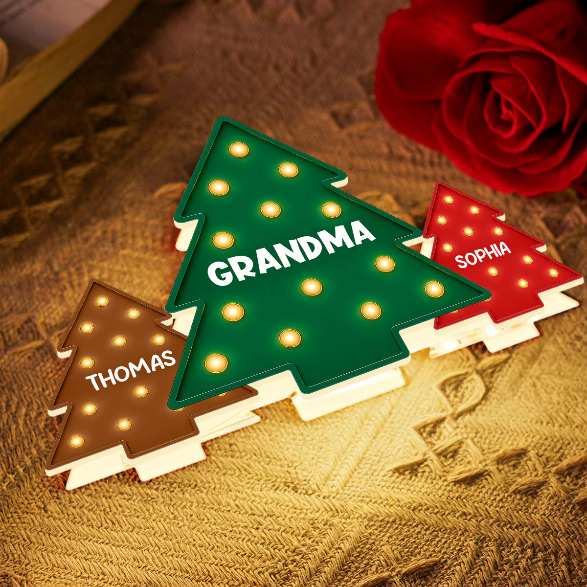 Christmas Tree Grandma Grandkids Christmas Personalized LED Light Box - Image 6