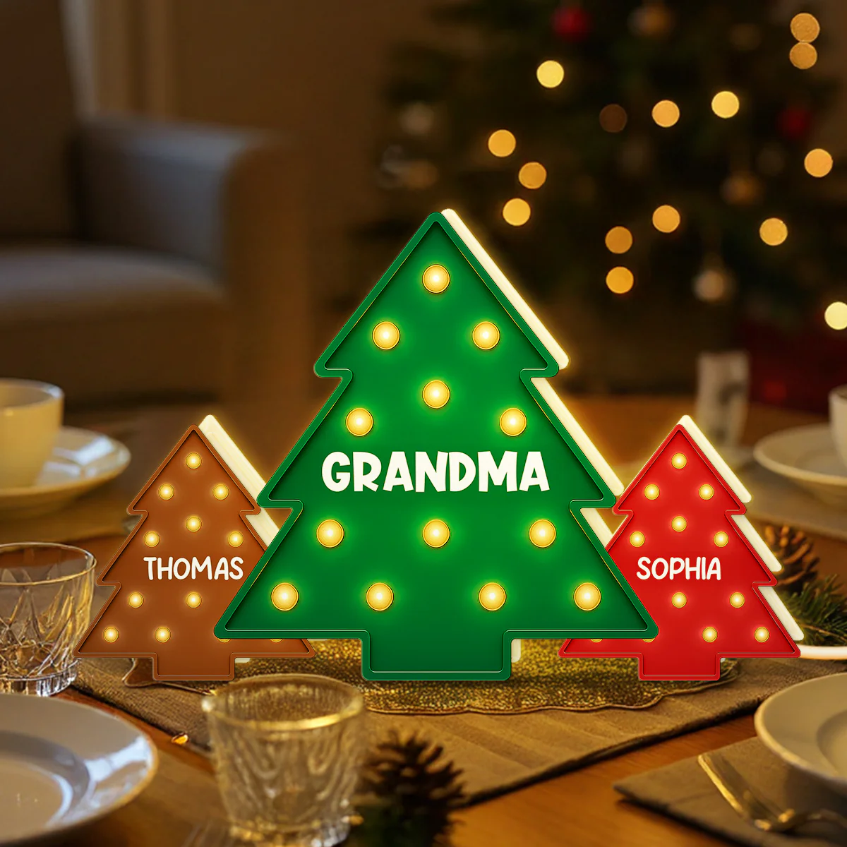 Christmas Tree Grandma Grandkids Christmas Personalized LED Light Box - Image 8