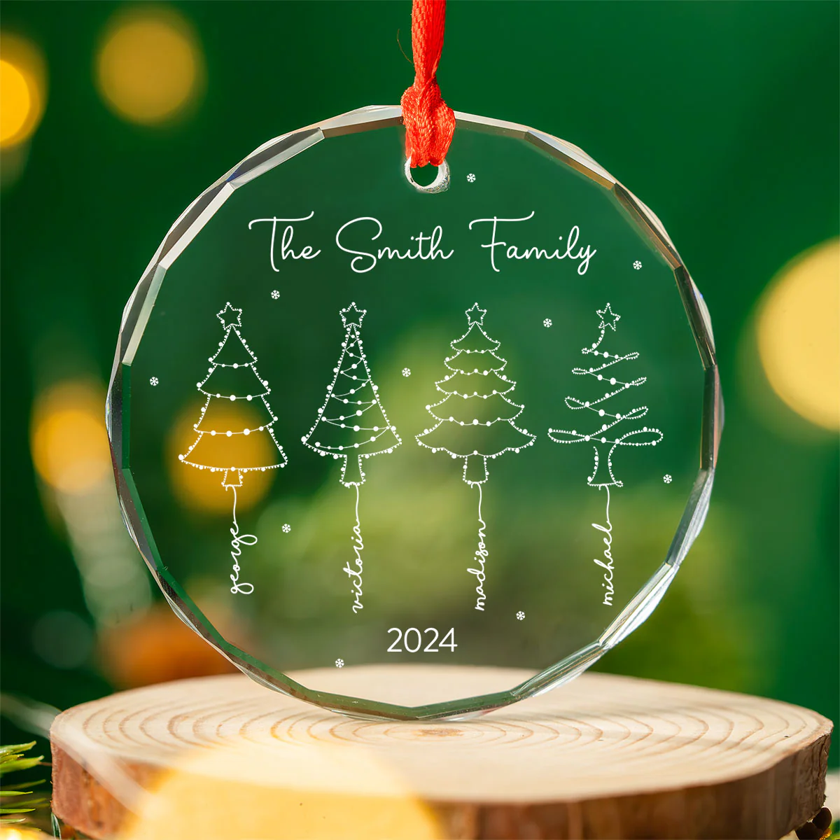 Christmas Tree Light Family Sisters Besties Siblings Personalized Glass Ornament, Christmas Gift Christmas Decoration - Image 5