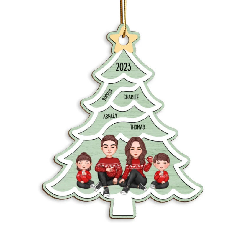 Christmas Tree Swirl Family Member Personalized Wooden Ornament - Image 5