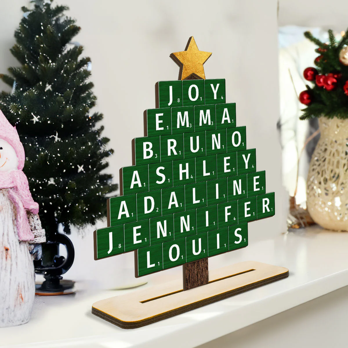 Christmas Tree Word Art Unique Christmas Decor Personalized Standing Wooden Plaque - Image 3