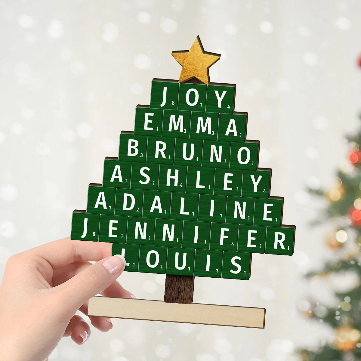 Christmas Tree Word Art Unique Christmas Decor Personalized Standing Wooden Plaque - Image 4