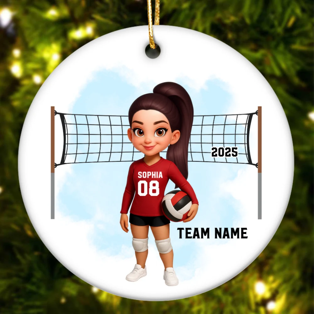 Christmas Volleyball Player - Personalized Ceramic Ornament - Gift For Volleyball Lovers, School Volleyball Team - Image 11