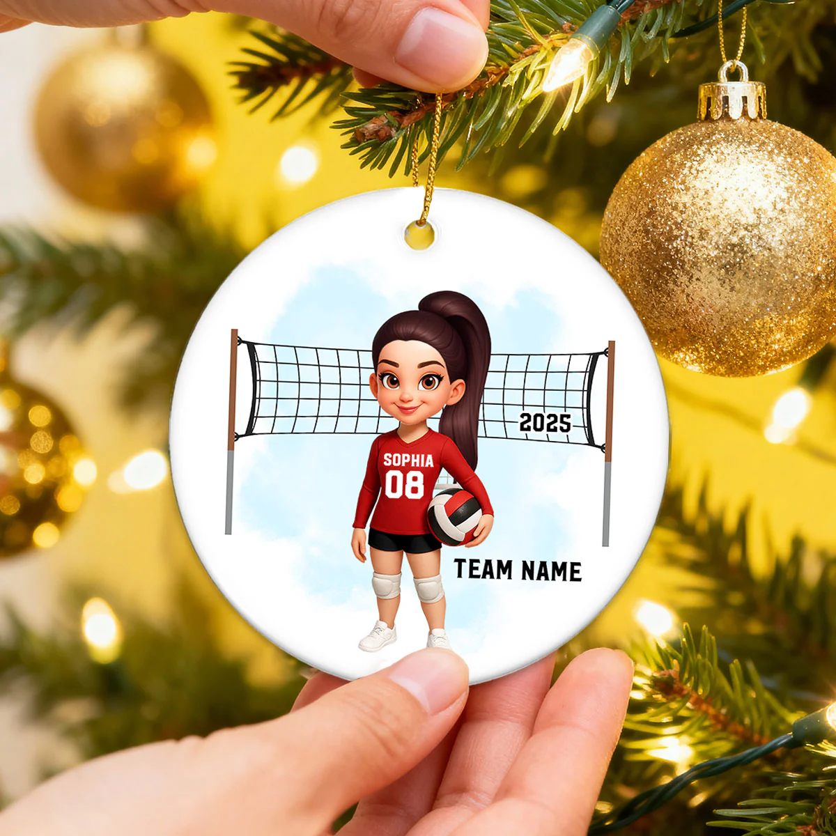 Christmas Volleyball Player - Personalized Ceramic Ornament - Gift For Volleyball Lovers, School Volleyball Team - Image 3
