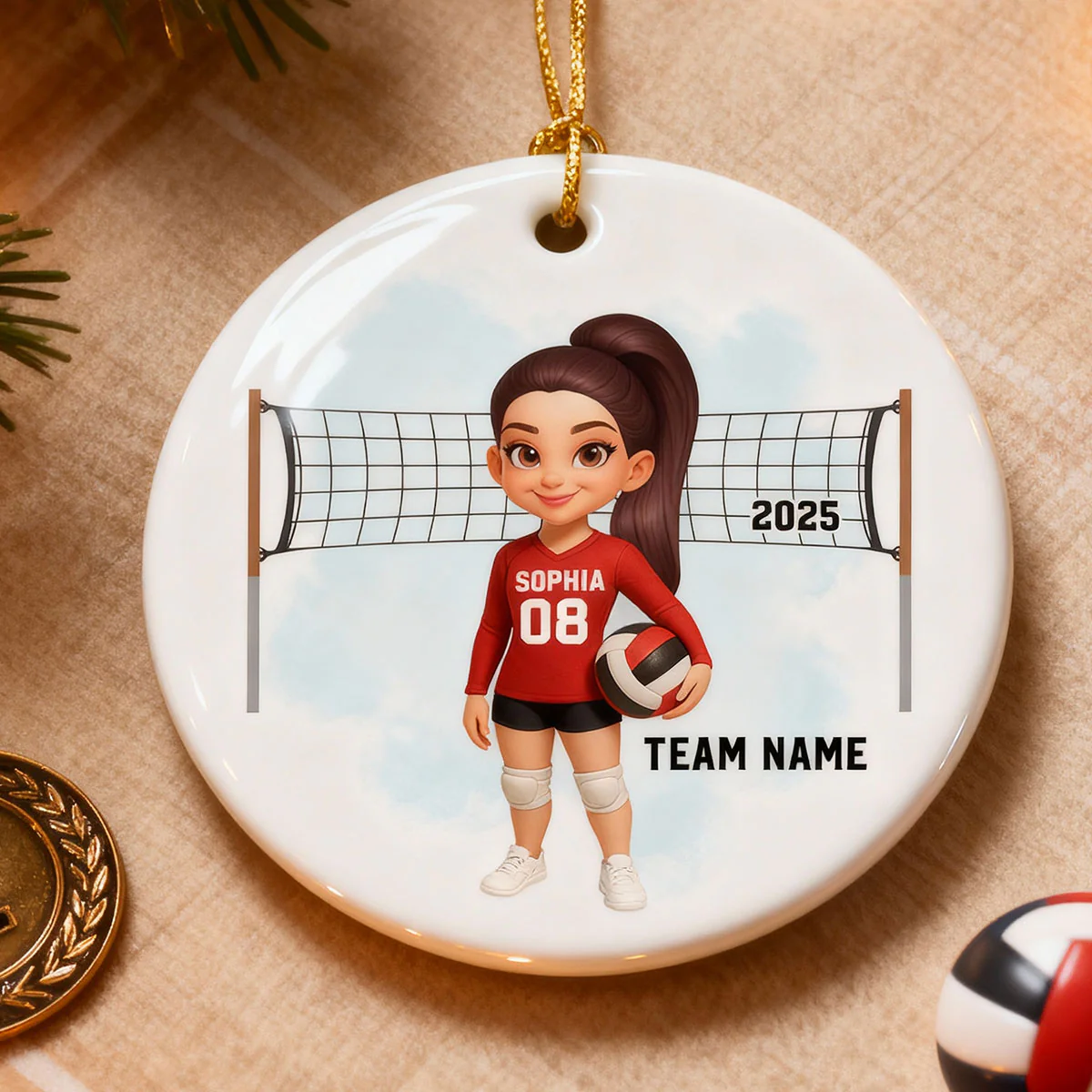 Christmas Volleyball Player - Personalized Ceramic Ornament - Gift For Volleyball Lovers, School Volleyball Team - Image 4
