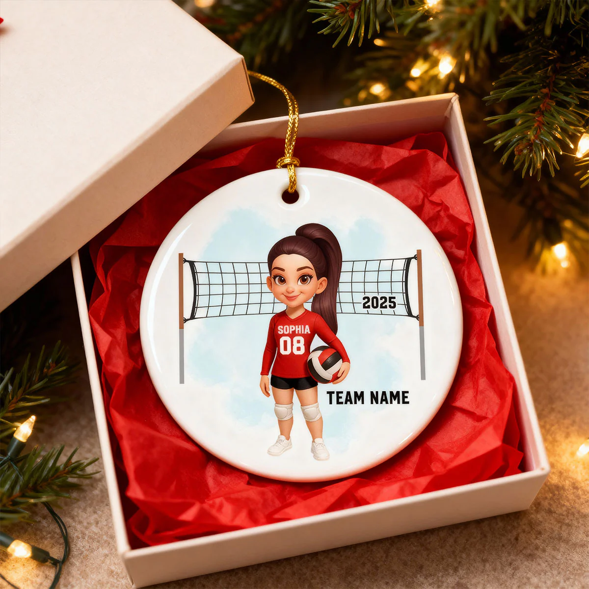 Christmas Volleyball Player - Personalized Ceramic Ornament - Gift For Volleyball Lovers, School Volleyball Team - Image 9