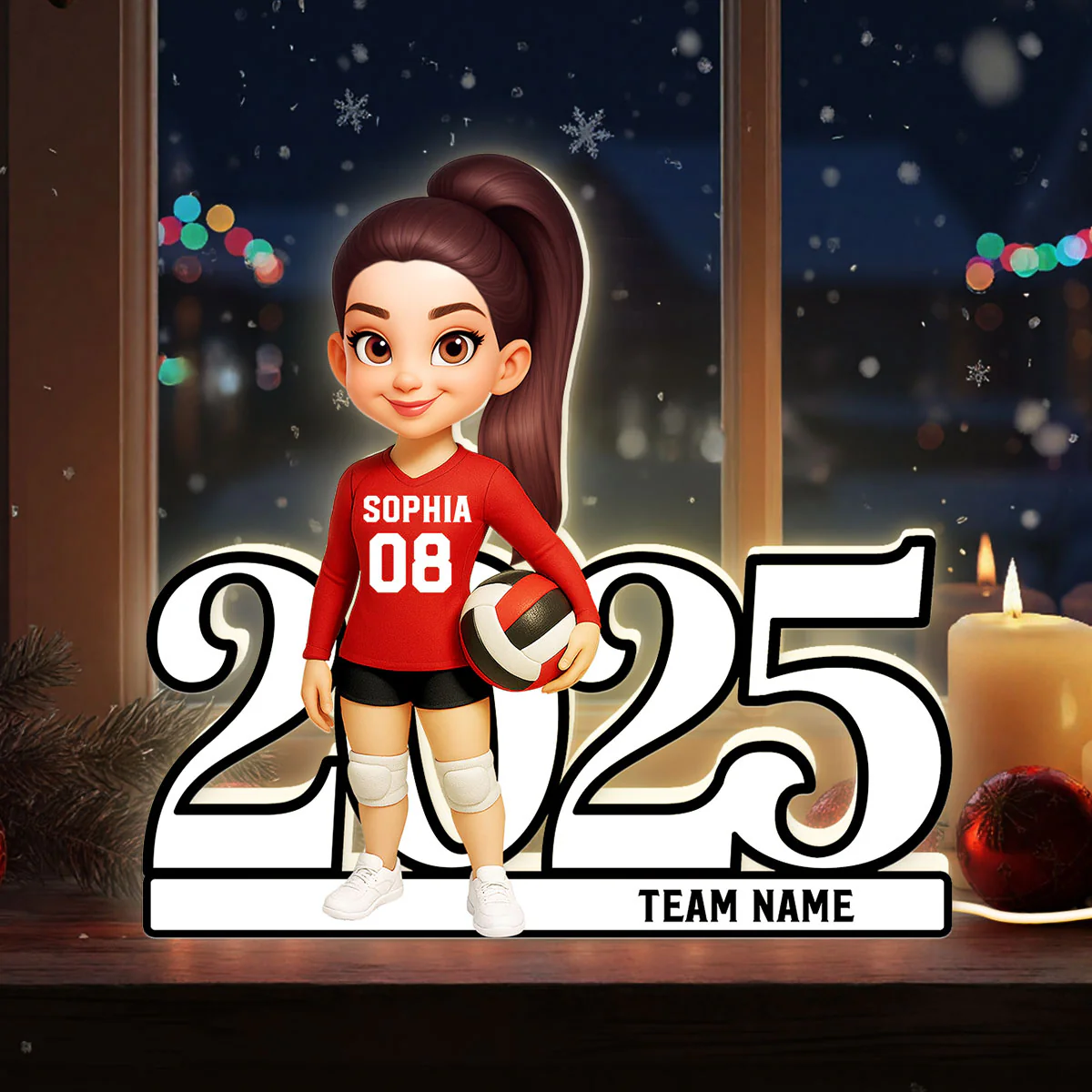 Christmas Volleyball Player - Personalized Light Box - Gift For Volleyball Lovers, School Volleyball Team - Image 4