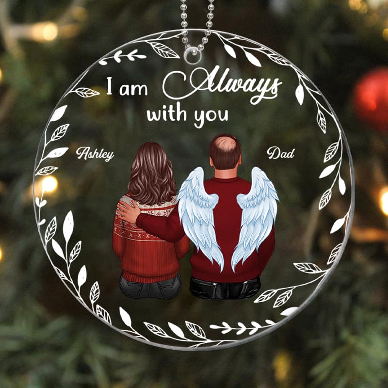 Christmas White Wreath Memorial Personalized Acrylic Ornament - Image 3