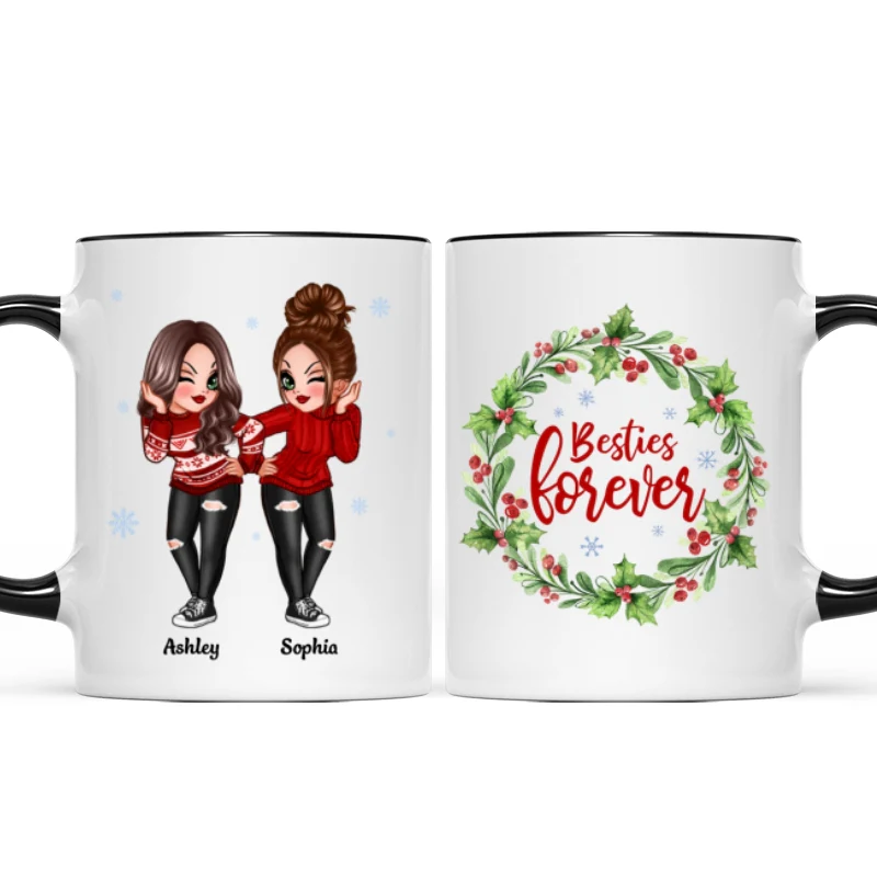Christmas Wreath Pretty Besties Personalized Mug - Image 2