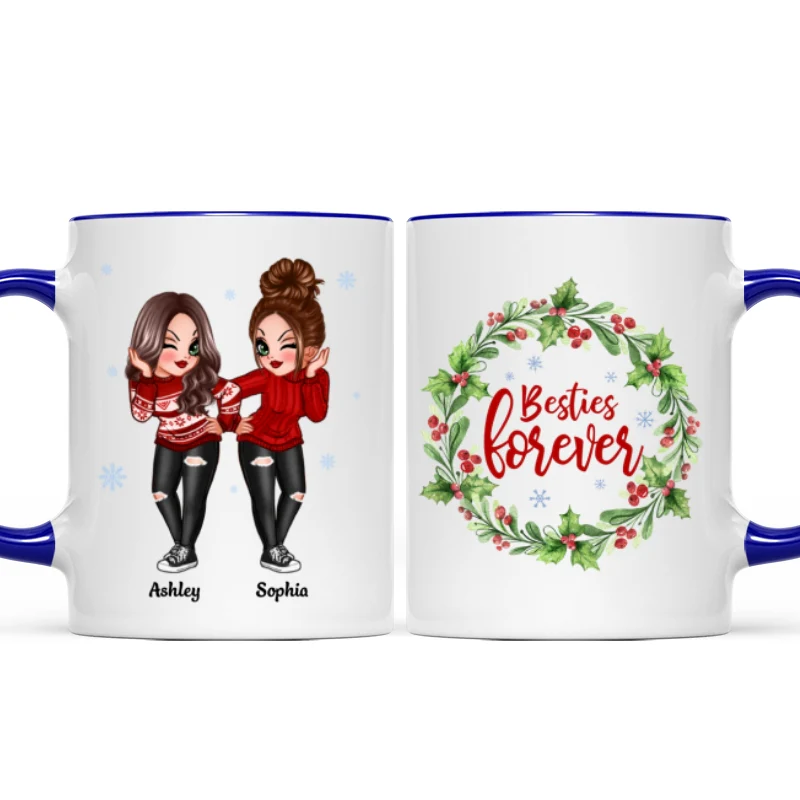 Christmas Wreath Pretty Besties Personalized Mug - Image 3