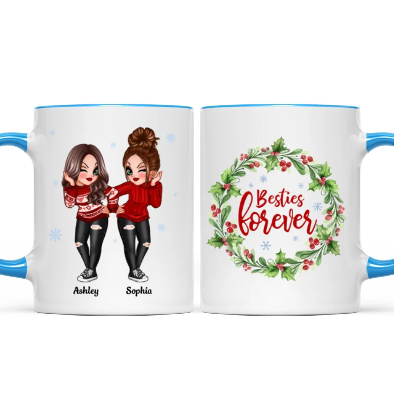 Christmas Wreath Pretty Besties Personalized Mug - Image 5