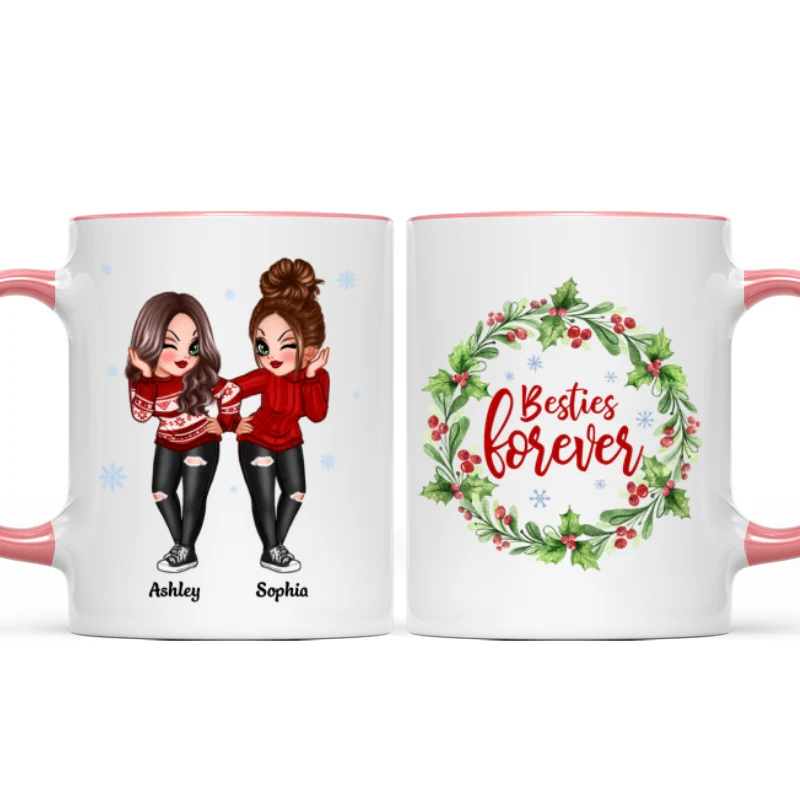 Christmas Wreath Pretty Besties Personalized Mug - Image 6