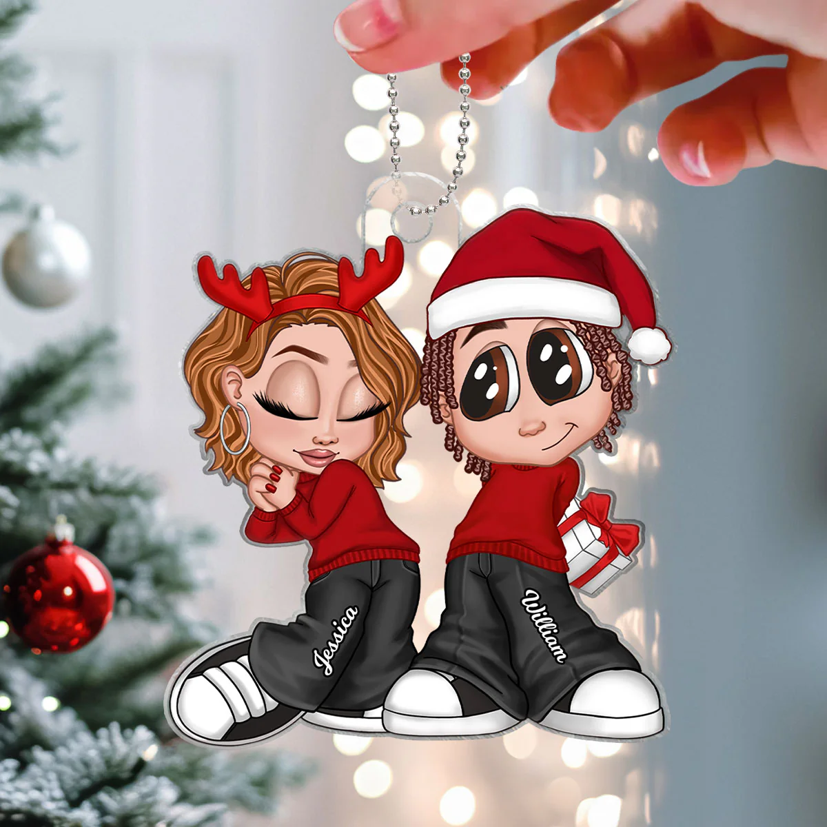 Christmas Y2K Couple Personalized Acrylic Ornament, Christmas Gift for Him for Her - Image 4