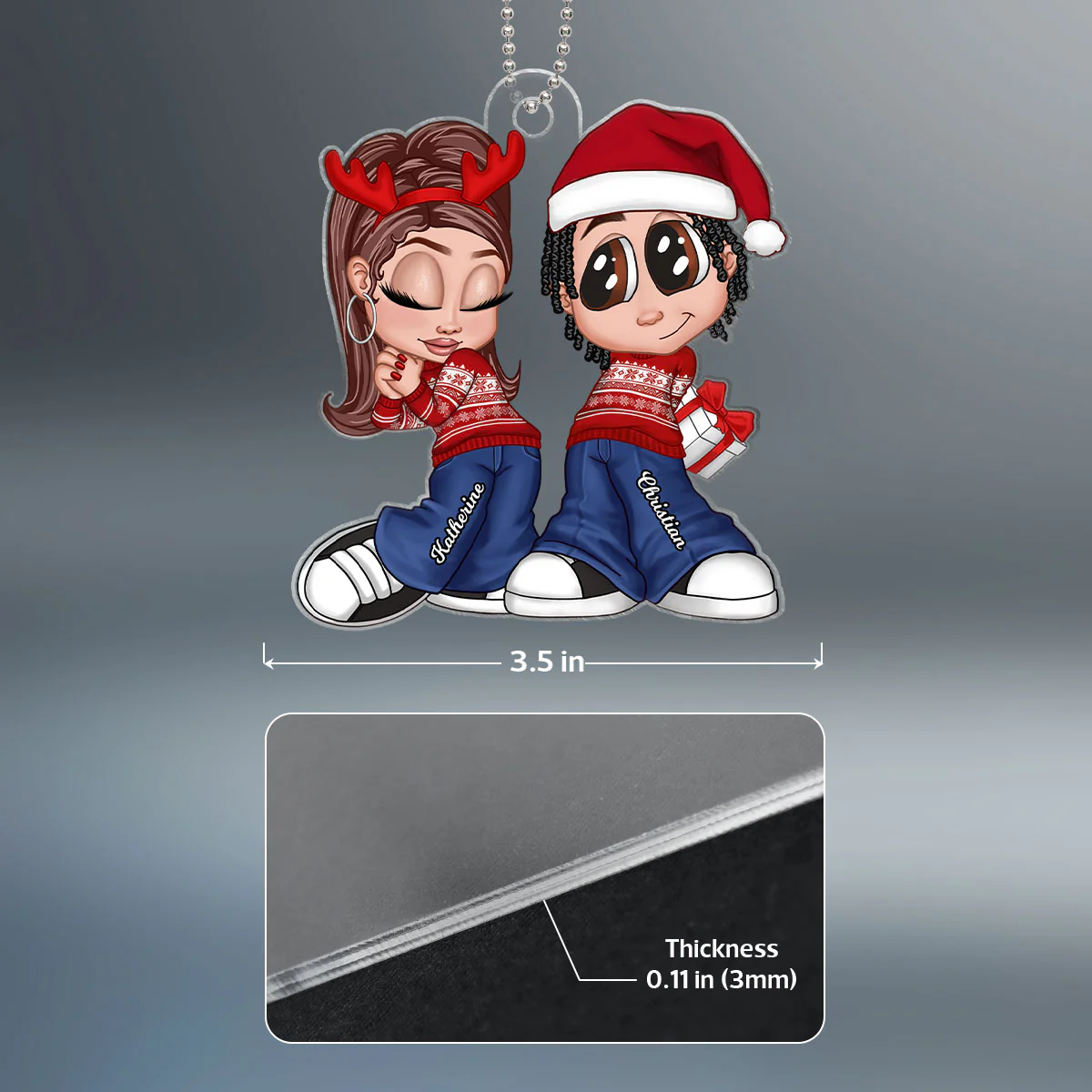 Christmas Y2K Couple Personalized Acrylic Ornament, Christmas Gift for Him for Her - Image 5