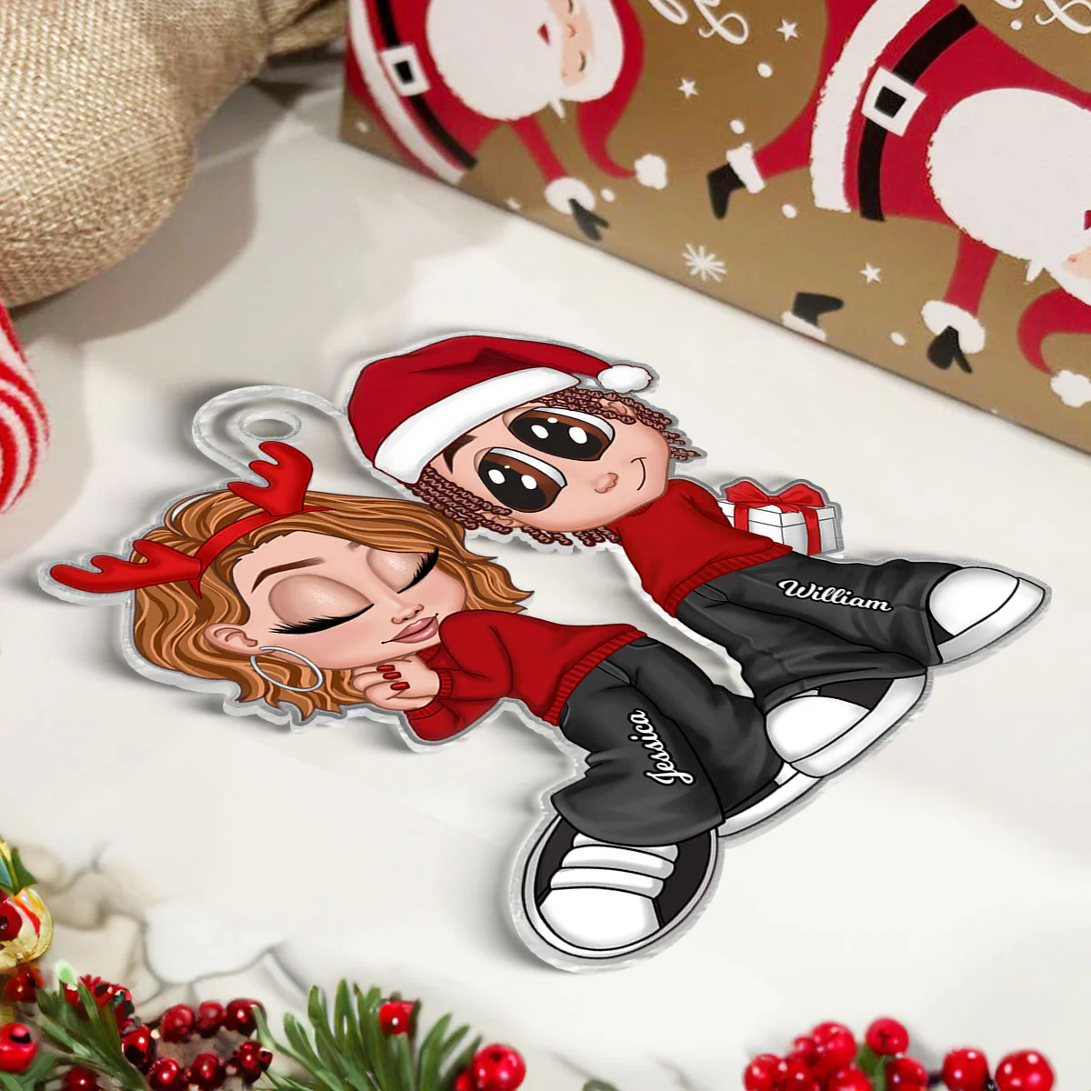Christmas Y2K Couple Personalized Acrylic Ornament, Christmas Gift for Him for Her - Image 6