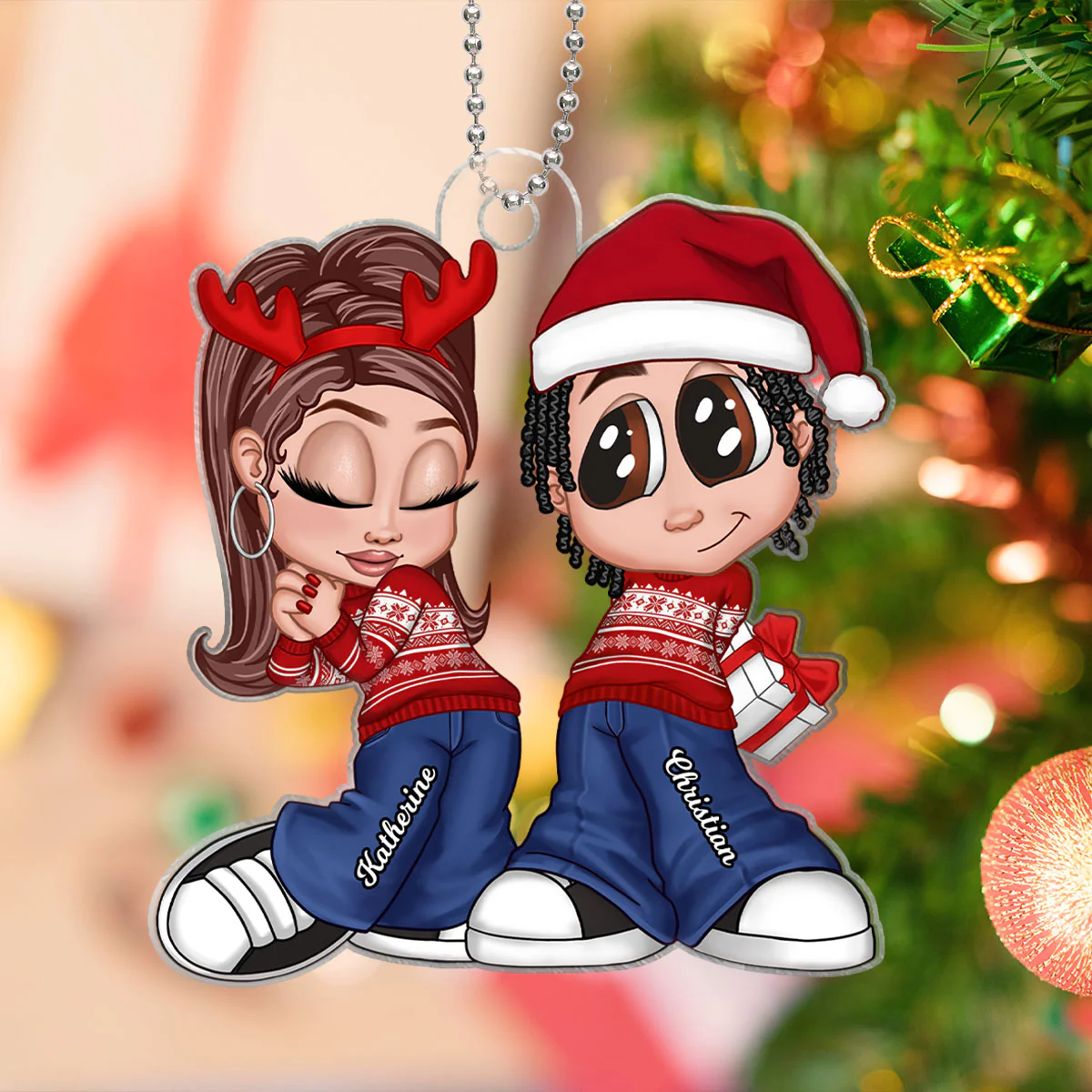 Christmas Y2K Couple Personalized Acrylic Ornament, Christmas Gift for Him for Her - Image 7