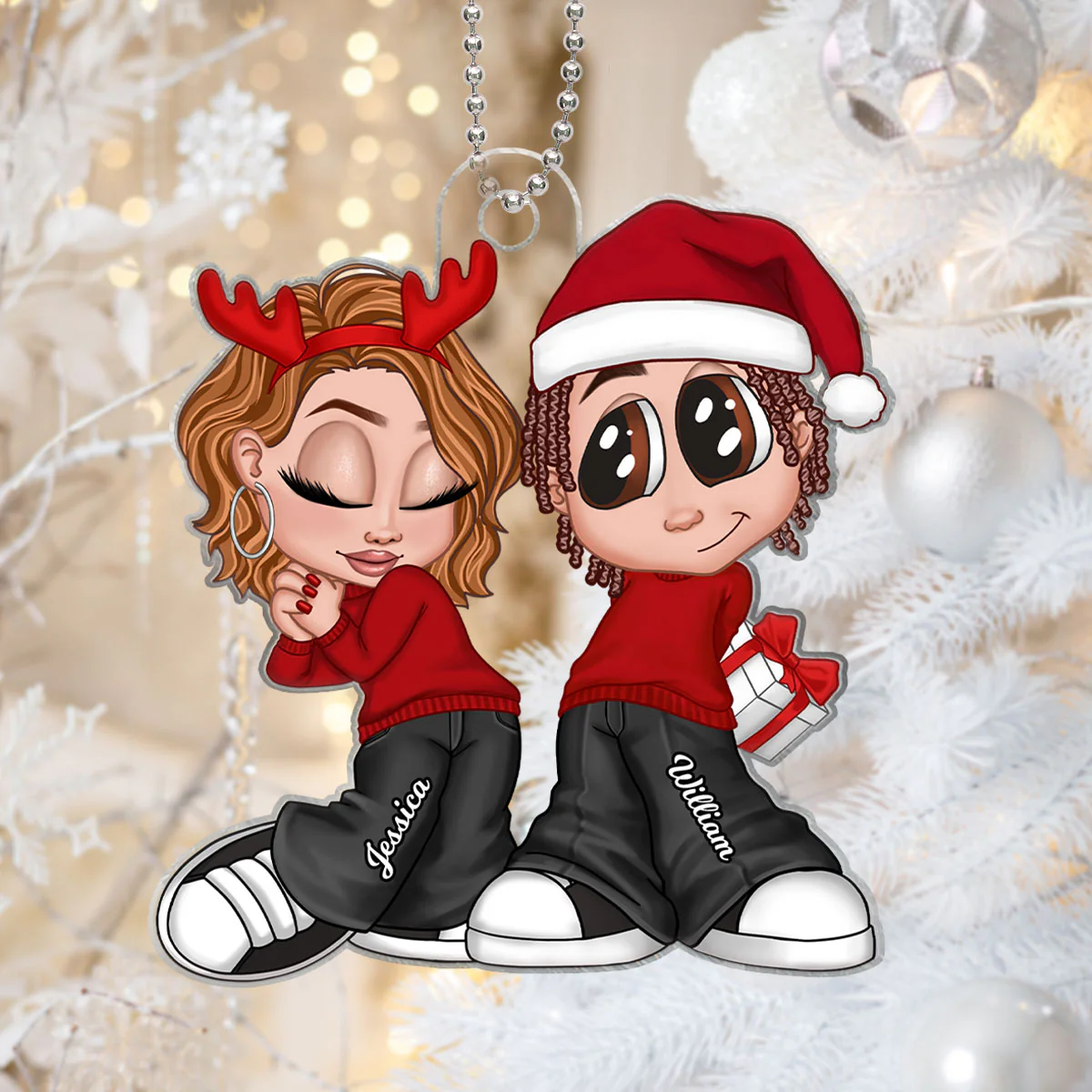Christmas Y2K Couple Personalized Acrylic Ornament, Christmas Gift for Him for Her - Image 8