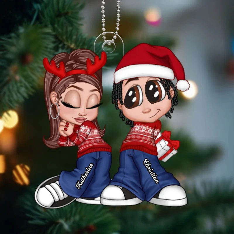 Christmas Y2K Couple Personalized Acrylic Ornament, Christmas Gift for Him for Her - Image 9