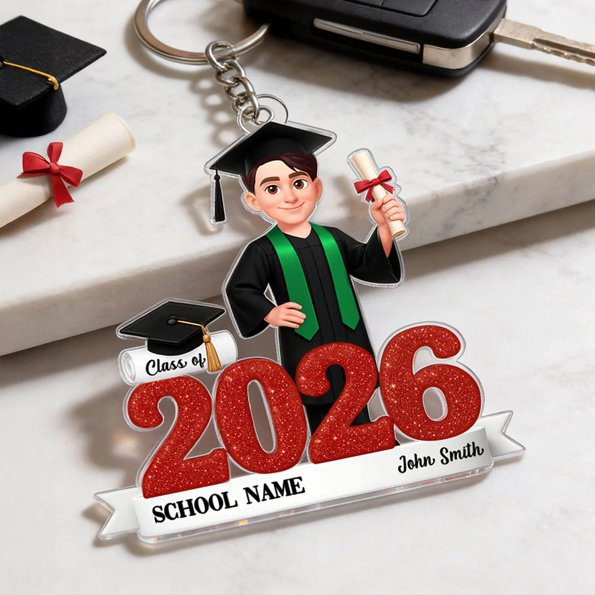 Class Of 2025 2026 3D Effect Senior - Personalized Acrylic Keychain - Gift for Senior - Image 2