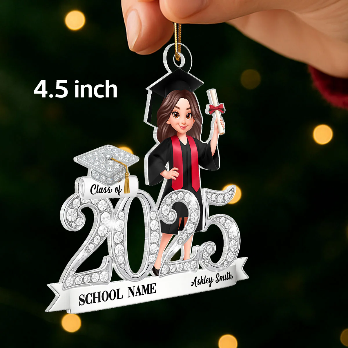 Class Of 2025 2026 3D Shining Effect - Personalized Acrylic Ornament - Christmas Gift for Senior - Image 2
