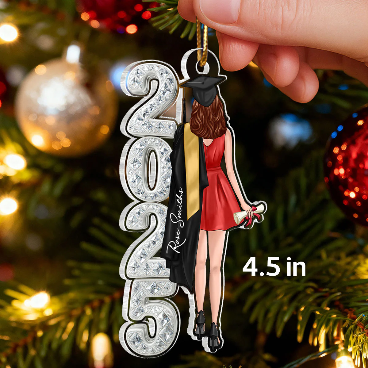 Class of 2025 2026 Senior 3D Crystal Effect - Personalized Acrylic Ornament - Christmas Graduation Gift for Seniors - Image 2