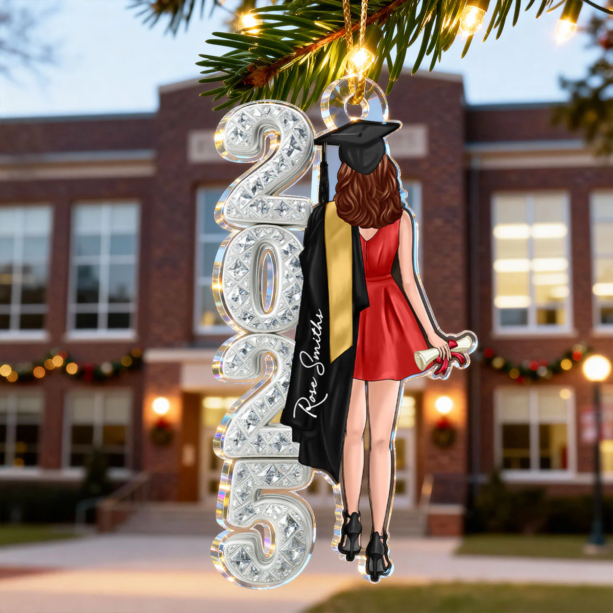 Class of 2025 2026 Senior 3D Crystal Effect - Personalized Acrylic Ornament - Christmas Graduation Gift for Seniors - Image 4