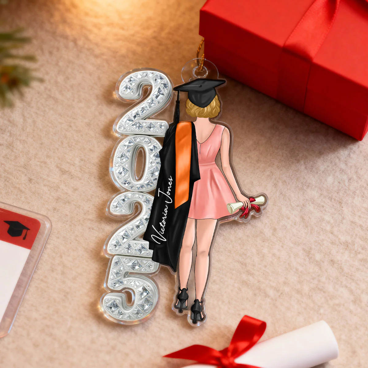 Class of 2025 2026 Senior 3D Crystal Effect - Personalized Acrylic Ornament - Christmas Graduation Gift for Seniors - Image 7