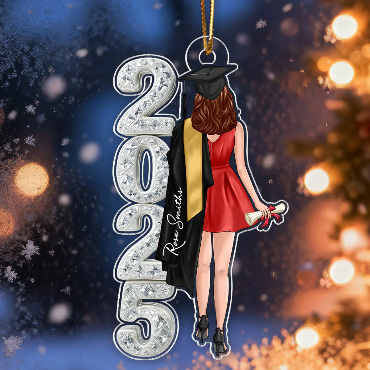 Class of 2025 2026 Senior 3D Crystal Effect - Personalized Acrylic Ornament - Christmas Graduation Gift for Seniors - Image 8