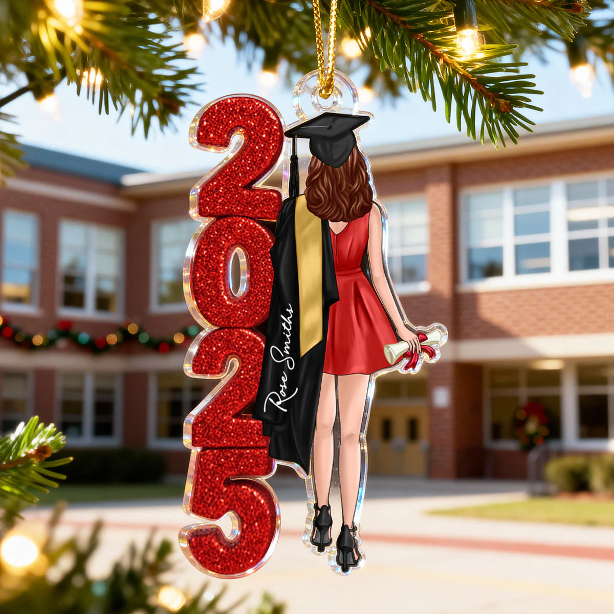 Class of 2025 2026 Senior Glitter Effect - Personalized Acrylic Ornament - Christmas Graduation Gift for Seniors - Image 4