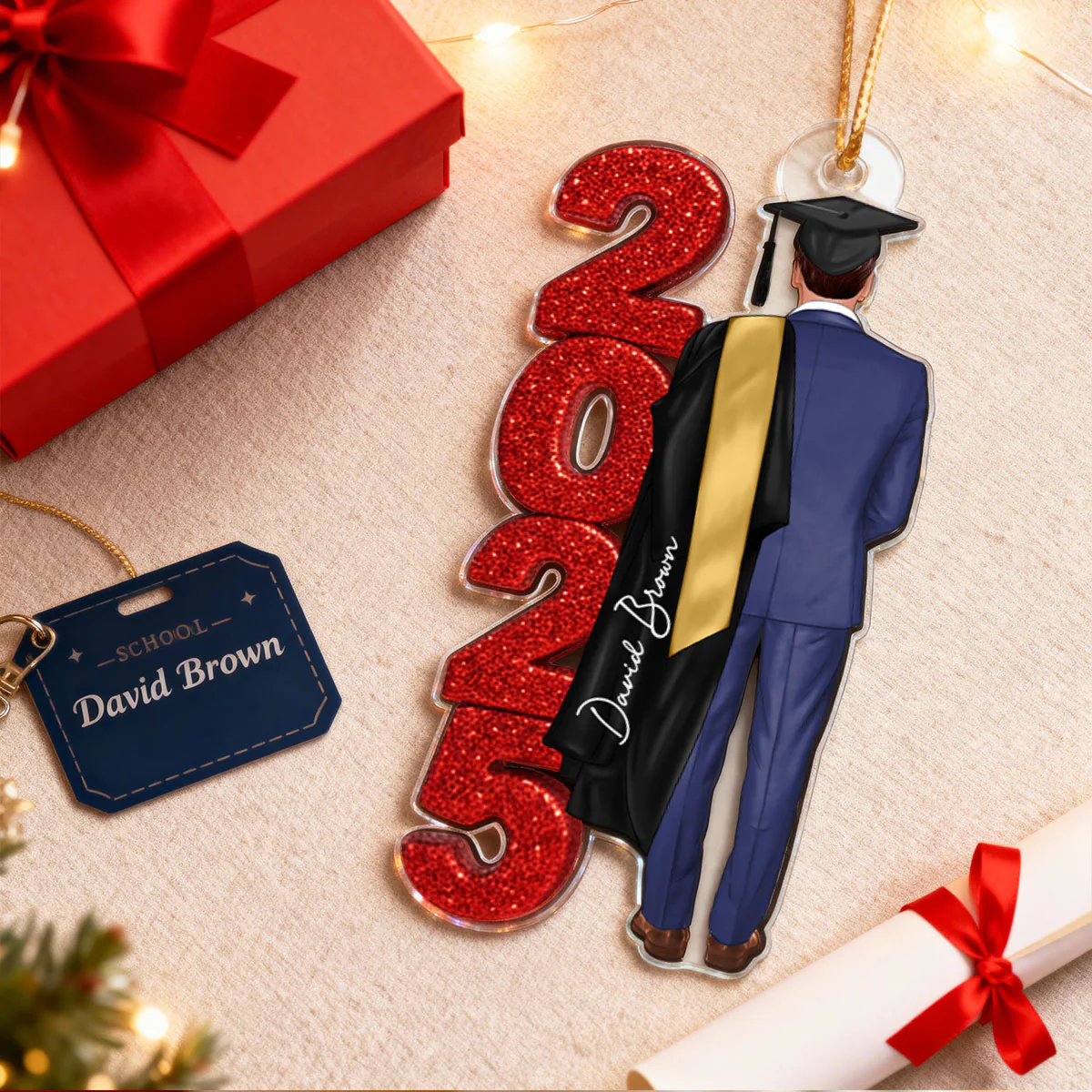 Class of 2025 2026 Senior Glitter Effect - Personalized Acrylic Ornament - Christmas Graduation Gift for Seniors - Image 8