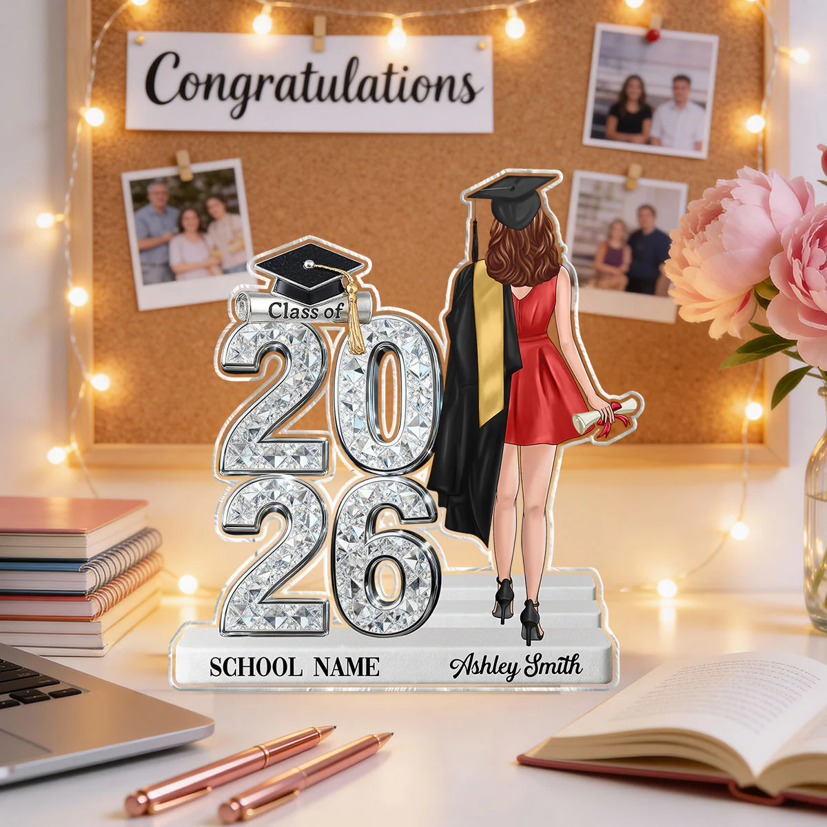 Class Of 2026 2027 Back View Senior Shiny Effect 2D Flat - Personalized Acrylic Block Plaque - Graduation Gift For Graduates, Daughter, Son - Image 10